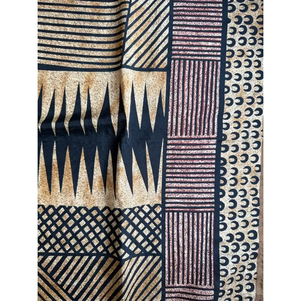Elaine Gold Silk Scarf Brown Black Geometric Print Square 30 x 30